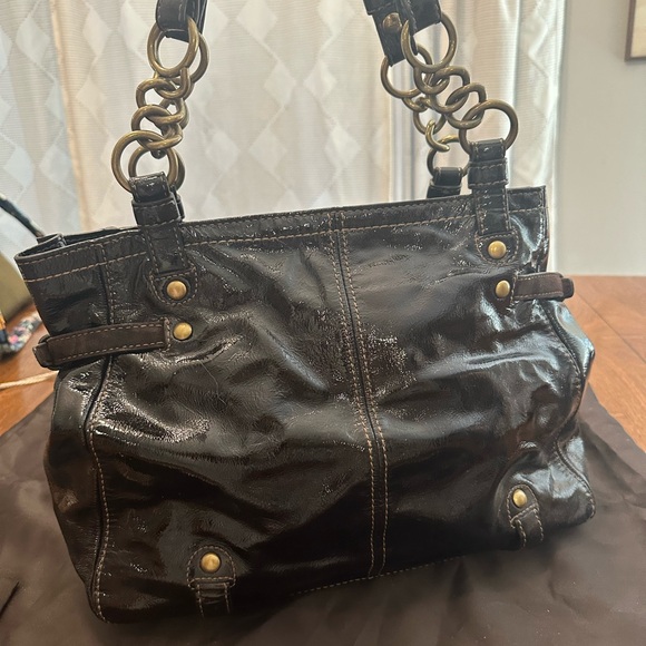 Coach Legacy Garcia Shoulder Bag, Brown Leather and Patent Leather, EUC - Picture 5 of 13